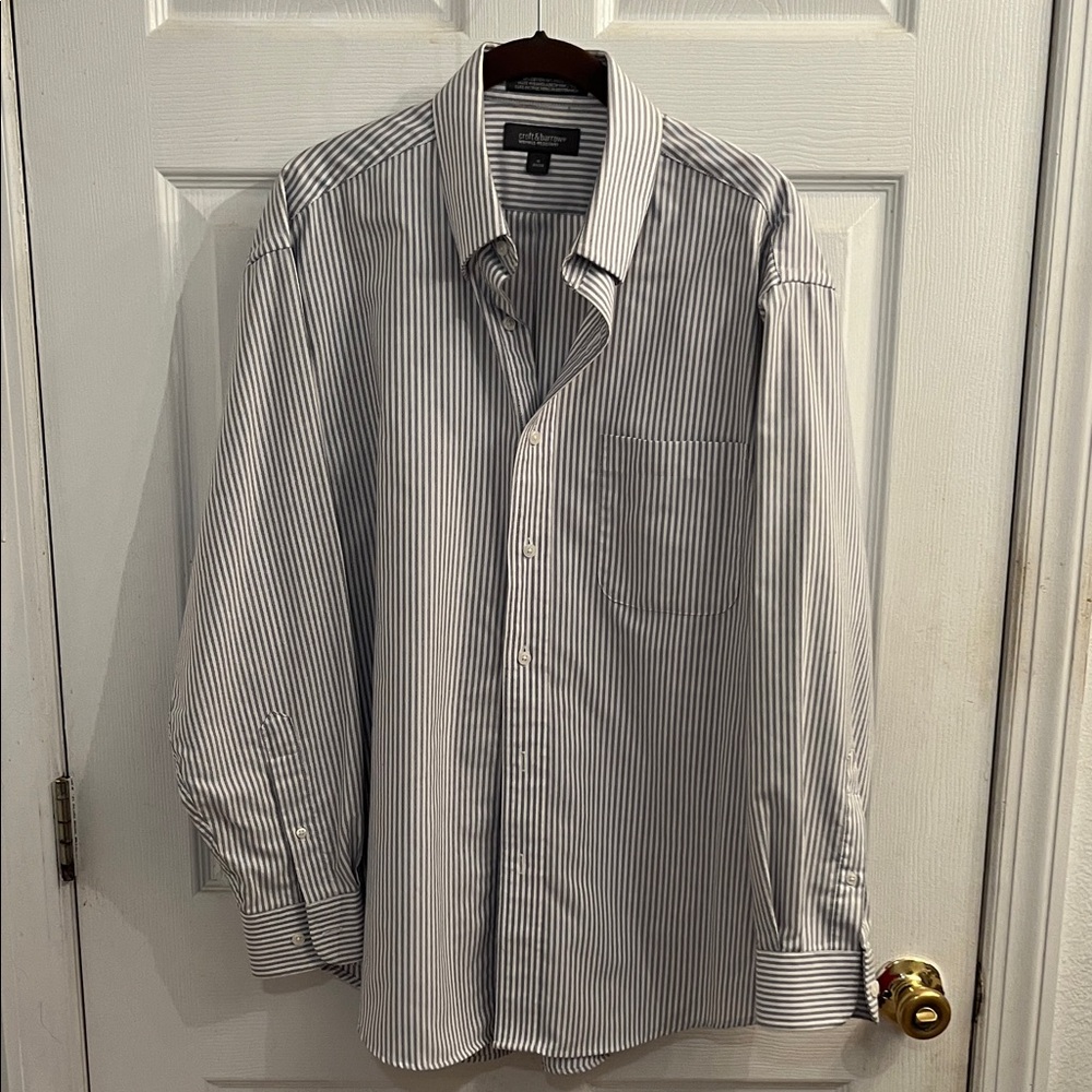 Croft & Barrow Black and White Striped Dress Shirt